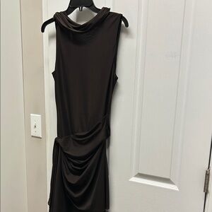 Chic Asymmetrical Brown Dress